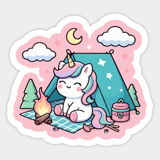 cute unicorn camping Sticker